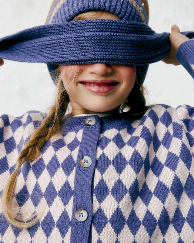 Шарф детский шерстяной Синий Фото 3