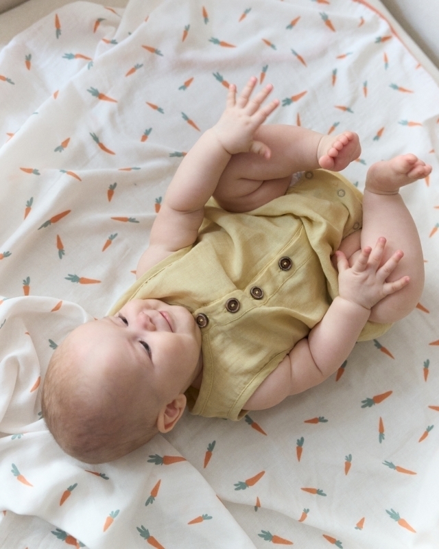 Пеленка детская с принтом из муслина Молочный Фото 3