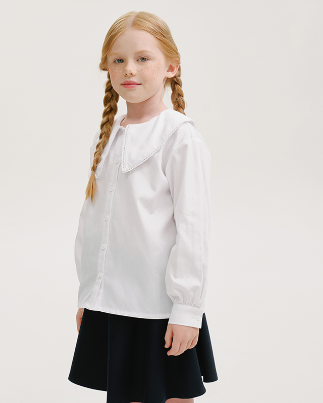 Блуза с длинным рукавом для девочки Белый Фото 6