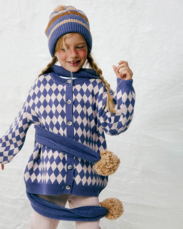 Шарф детский шерстяной Синий Фото 1