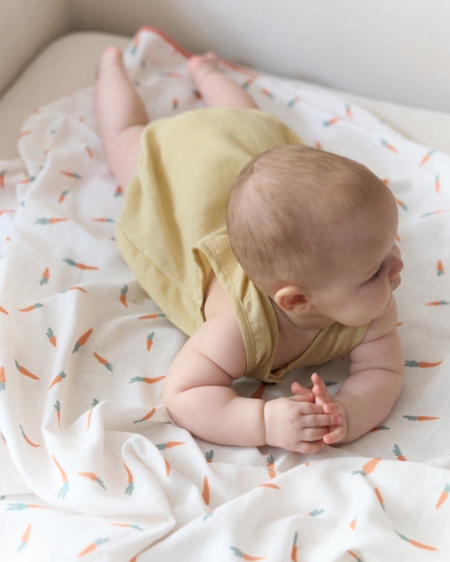 Пеленка детская с принтом из муслина Молочный Фото 2