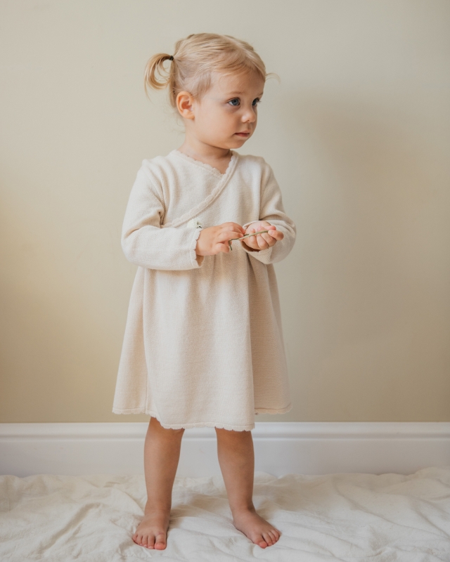 Платье детское из шерсти мериноса Молочный Фото 2