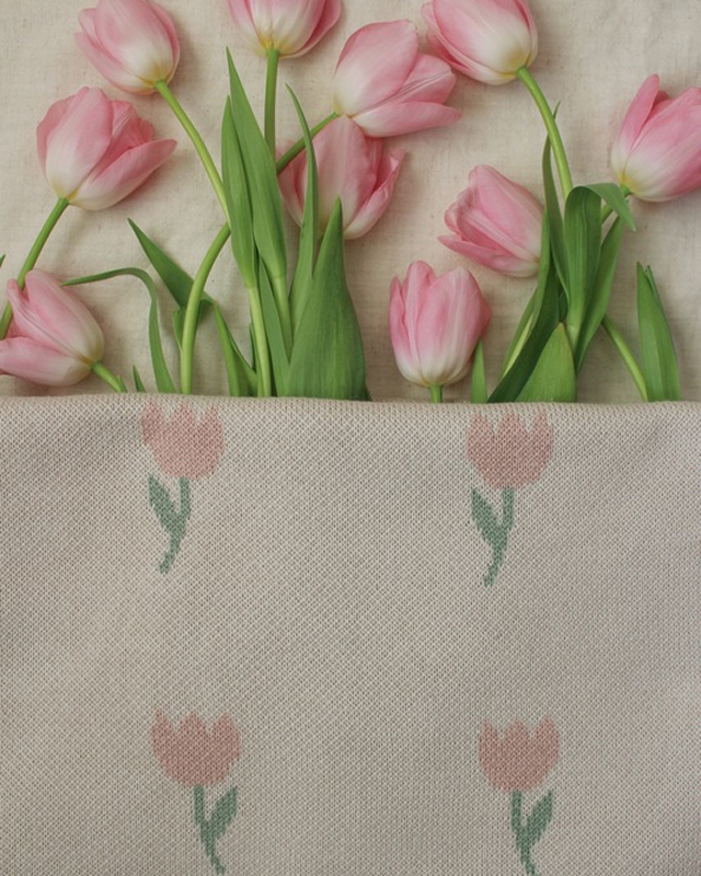 Плед вязаный Flowers Tulip Топленое молоко Фото 5