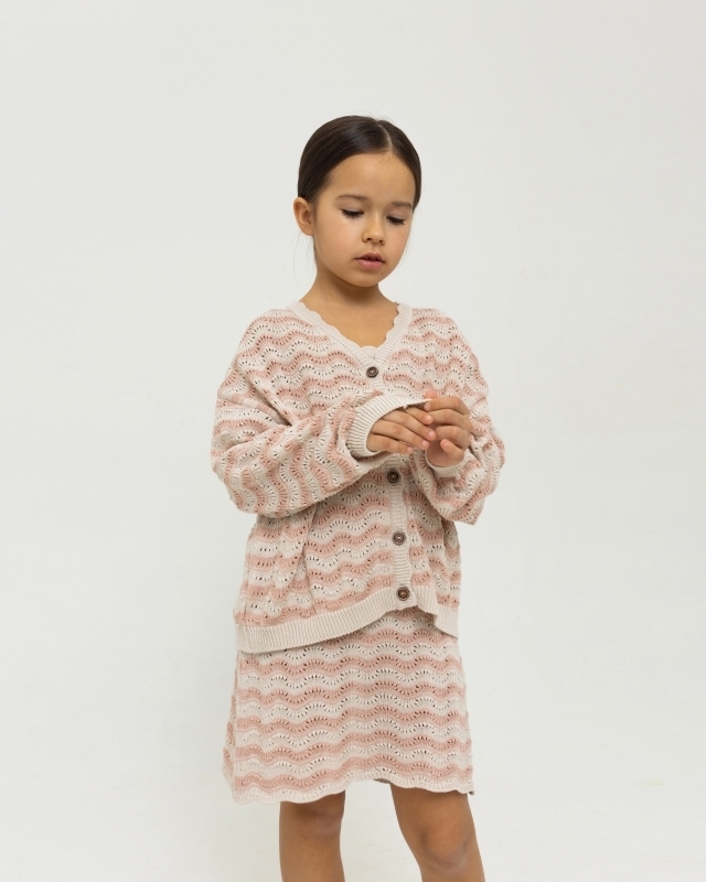 Платье вязаное ажурное Кешью-персиковый Фото 2