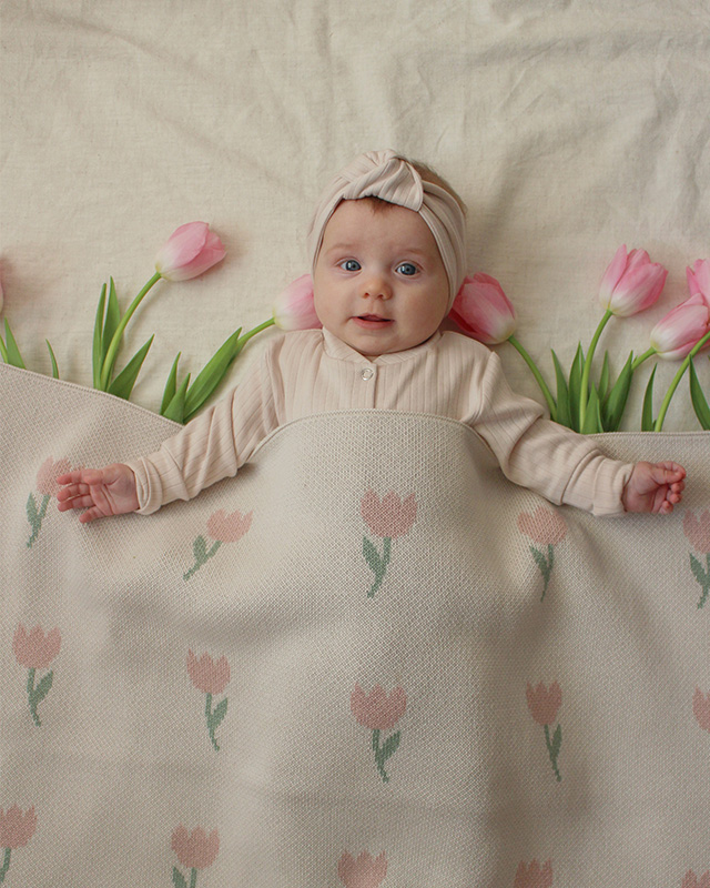 Плед вязаный Flowers Tulip Топленое молоко Фото 3