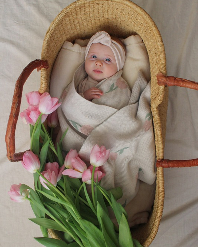 Плед вязаный Flowers Tulip Топленое молоко Фото 2