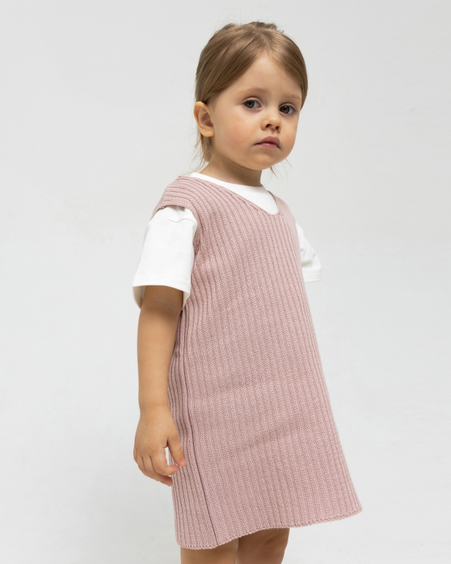 Платье вязаное в рубчик Розовый Фото 1