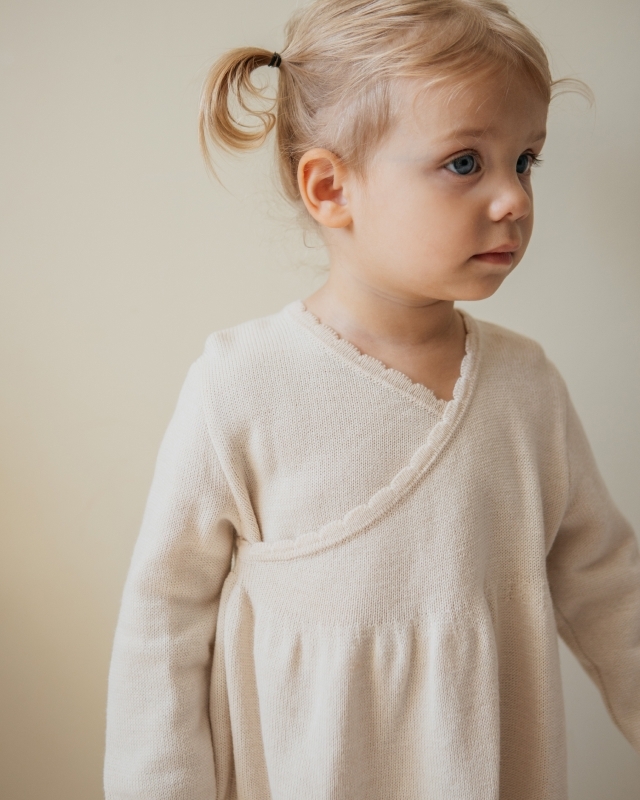 Платье детское из шерсти мериноса Молочный Фото 6