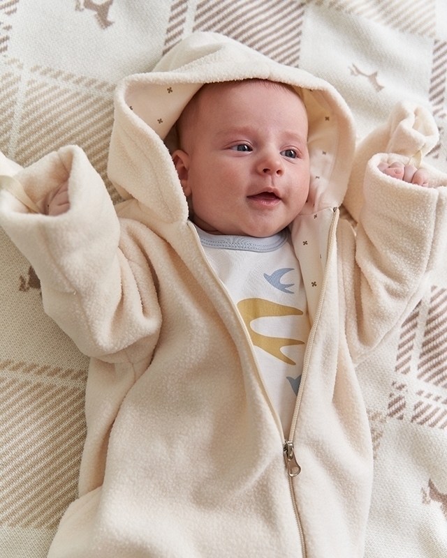 Комбинезон детский из шерпы утепленный Молочный Фото 5