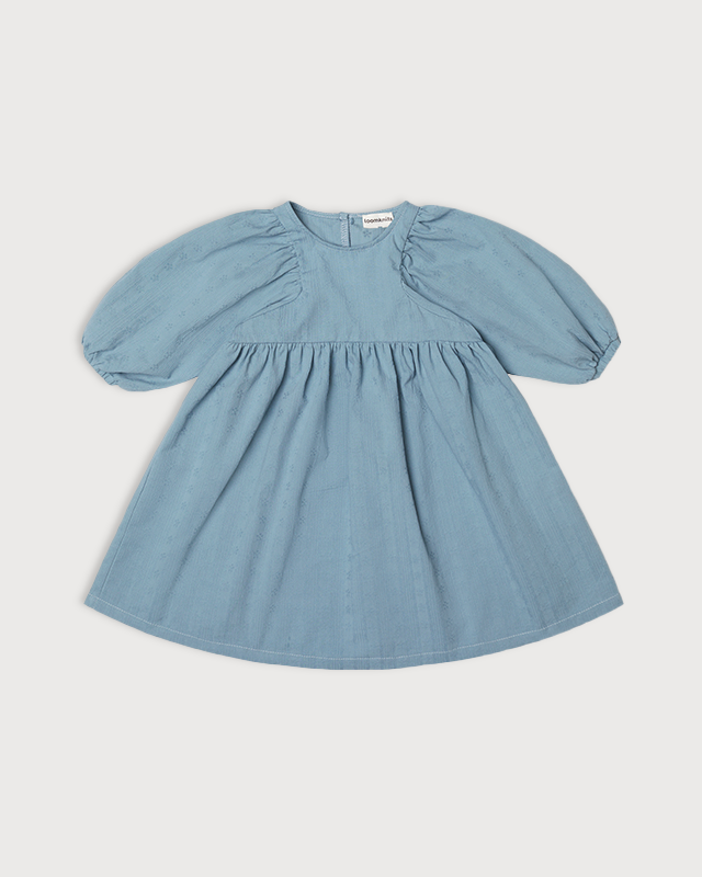 Платье из фактурного хлопка Серо-голубой Фото 7