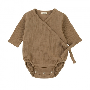 Muslin bodysuit with long sleeves Sand