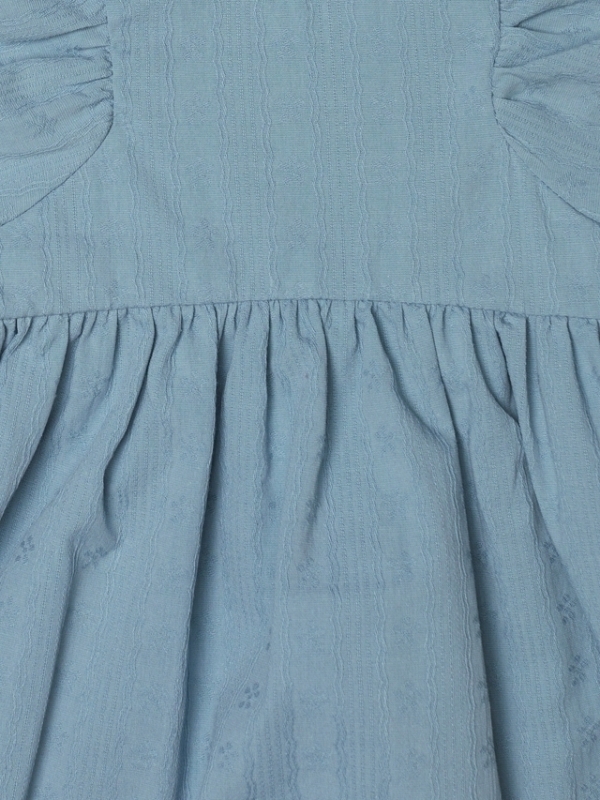 Платье из фактурного хлопка Серо-голубой Фото 6