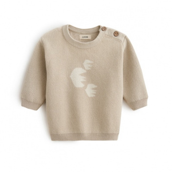  Sweater with "birds" pattern Beige
